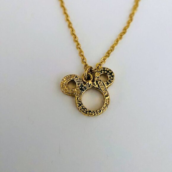 Disney Minnie Mouse Red & Clear Crystal Pendant Necklace Gold Tone - Picture 2 of 3